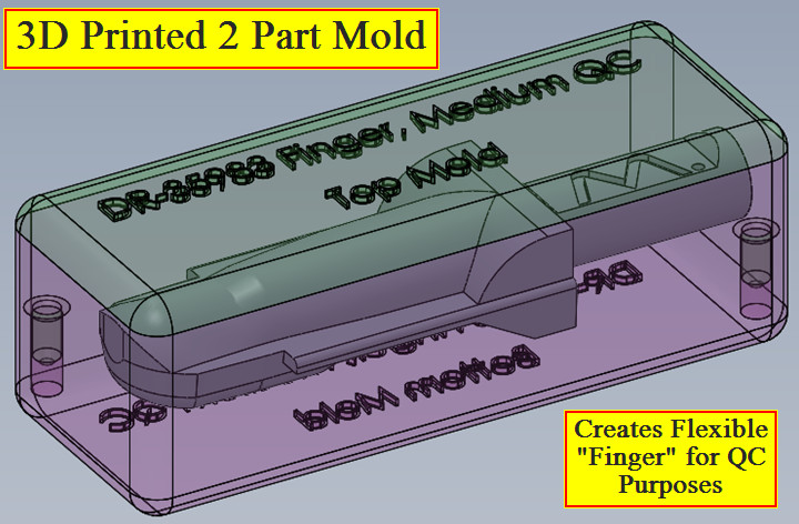 Two Piece Mold for soft silicone via 3D Printing